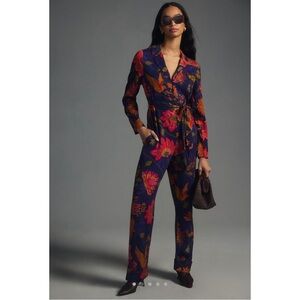 FARM Rio Tie Waist Floral Jumpsuit Size Small (small flaw)